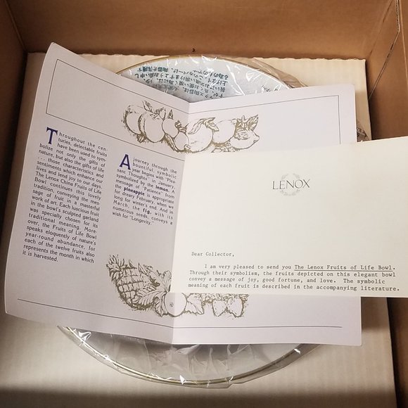 Lenox Fruits of Life 24K Gold Rim Brand New 9" Round Vegetable Bowl - Picture 6 of 13